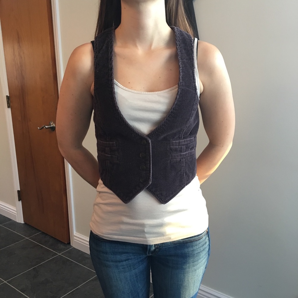 Purple corduroy crop vest